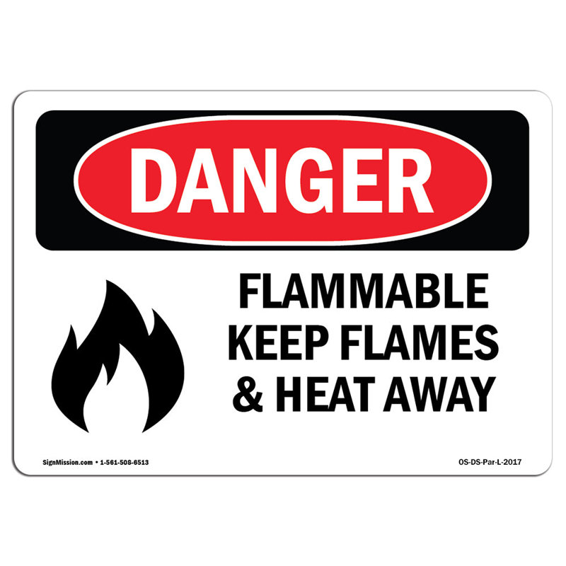 Panneau «Flammable Keep Flames and Heat Away», H 18 po x l 24 po x P 0,1 po