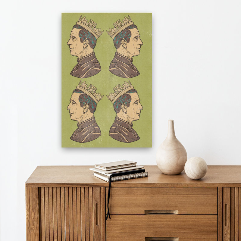«Crowned King Profile», art mural abstrait rétro, H 18 po x l 12 po