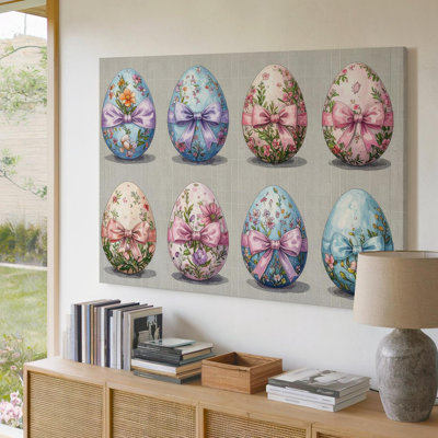 Wall Art Canvas Floral Easter Eggs Canvasfestive Spring Ready To Hang Gallery Wrapped Home Decor Modern Design Premium Quality Decor