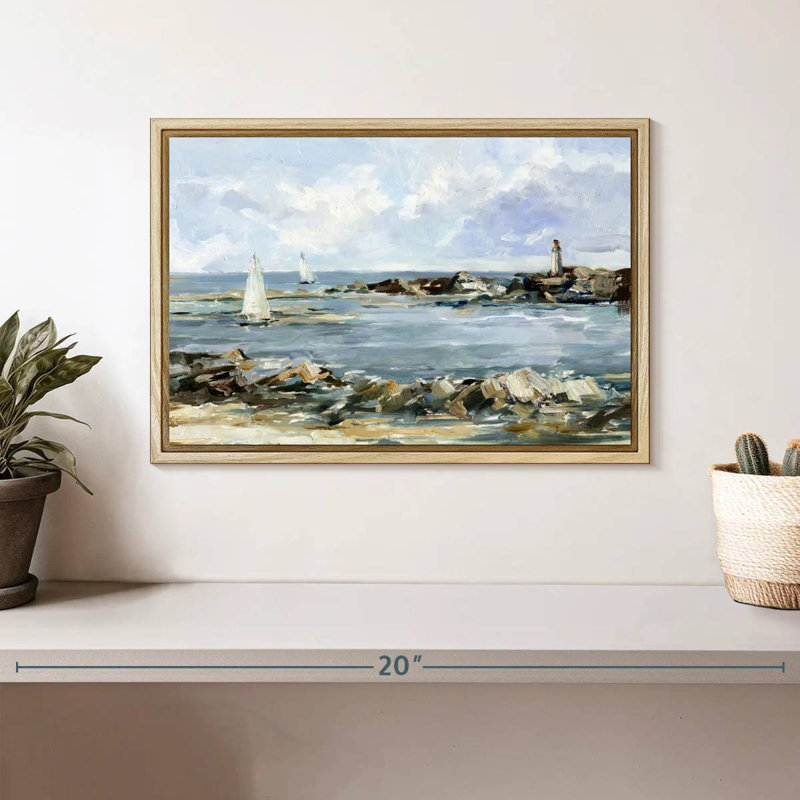 Côte rocheuse I, Cadre flottant en bois naturel, 13 po x 9 po