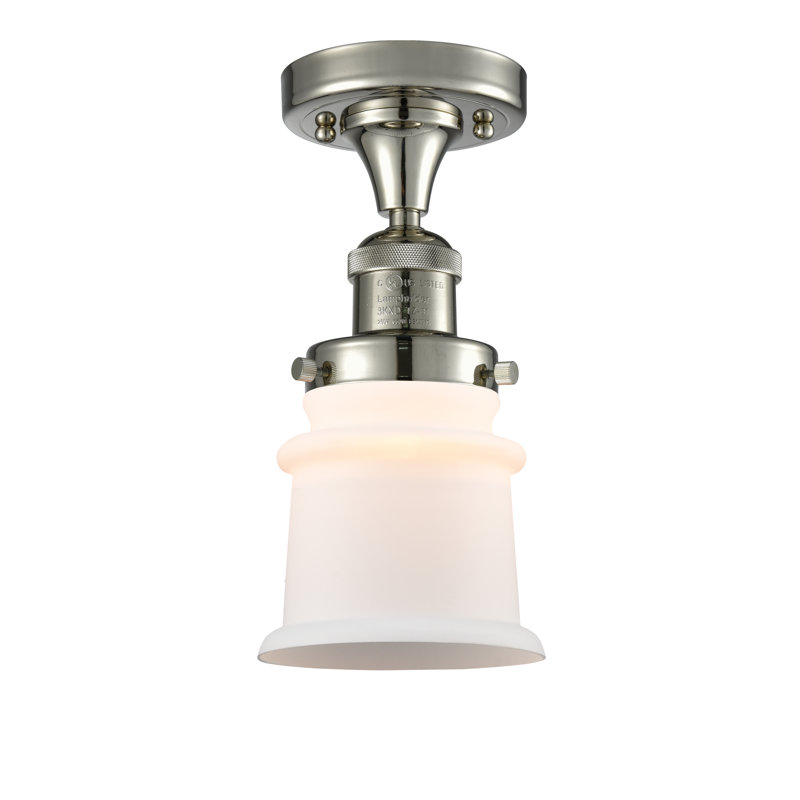 Plafonnier semi-encastré 1 lumière 5,25 po Alexandira, Ampoule non incluse, Boîtier blanc mat, Nickel poli