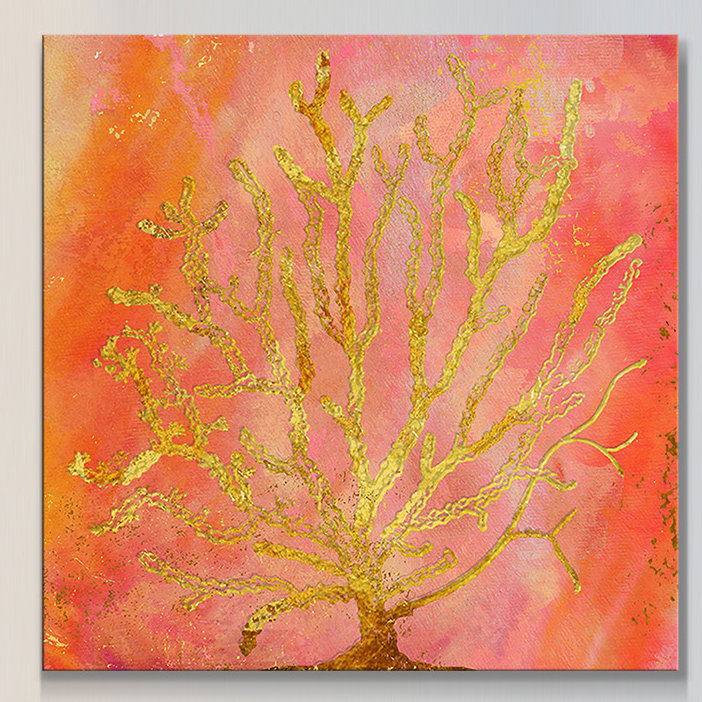 « sea corail 1 », impression, H 36 po x l 36 po x P 1,5 po, Toile tendue
