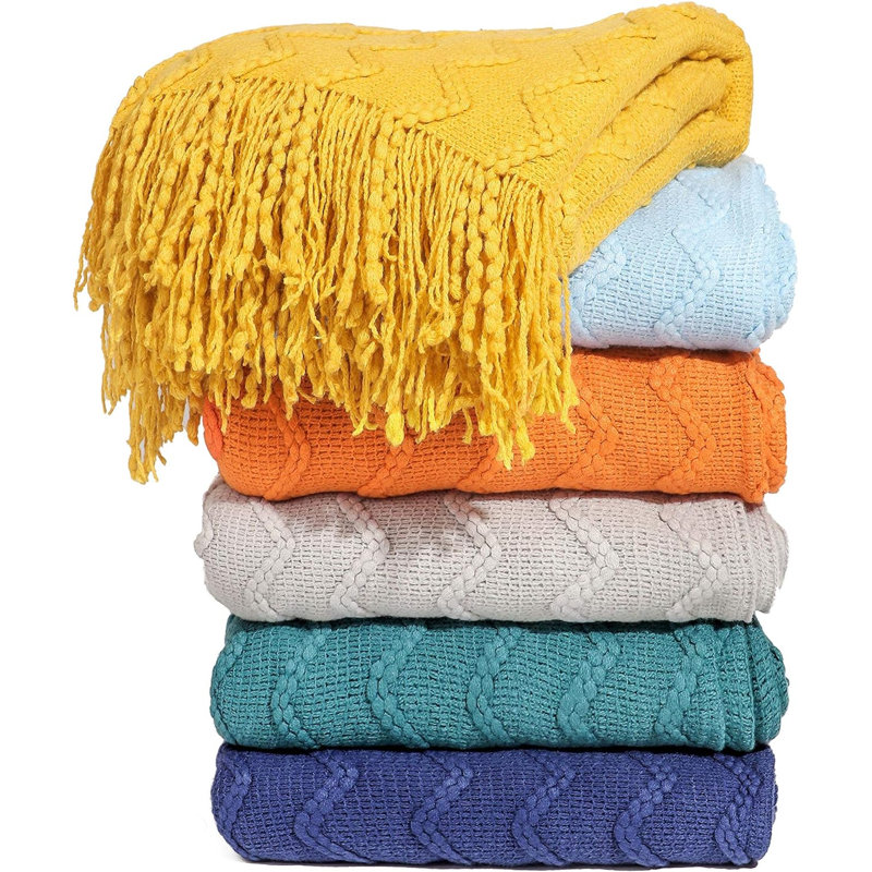 Chevron Knitted Throw Blanket (50" x 60"), Gray