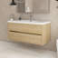 Meuble-lavabo mural simple 48 po en bois de chêne naturel avec comptoir en résine de pierre et tiroirs à fermeture en douceur