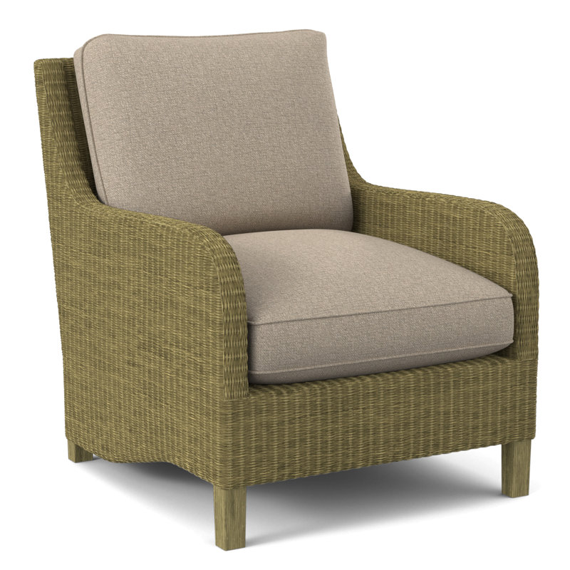 Fauteuil large 29 po Gibraltar, Tissu écossais taupe; 0126-73, Laiton
