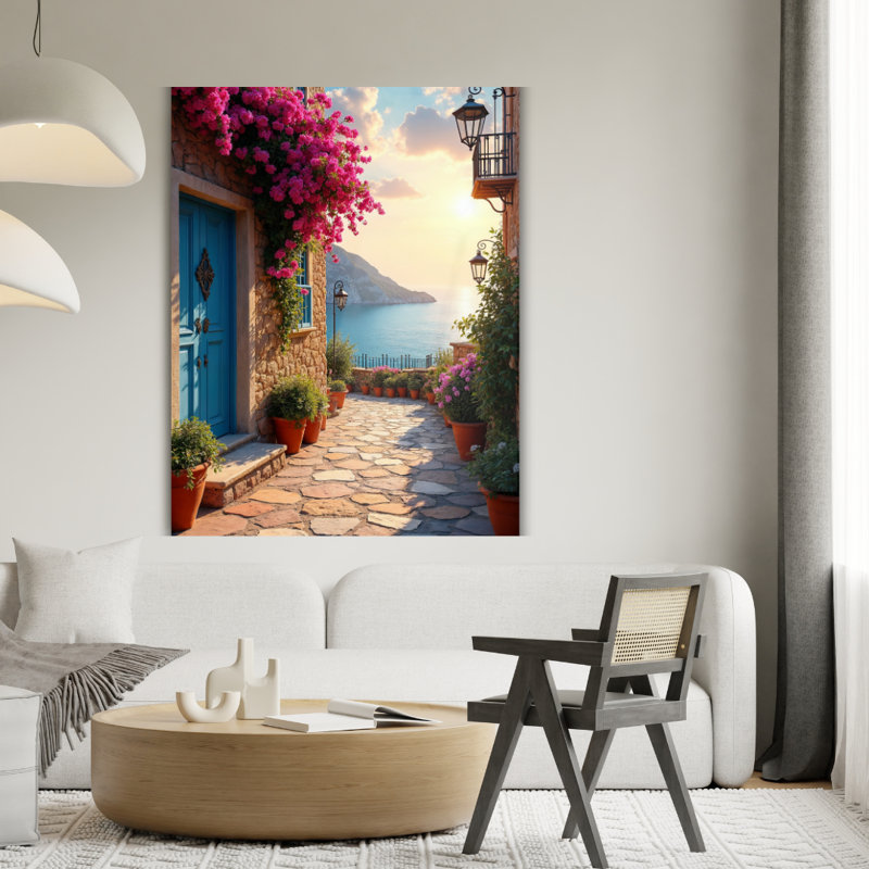Art mural méditerranéen en verre trempé, H 12 po x l 8 po