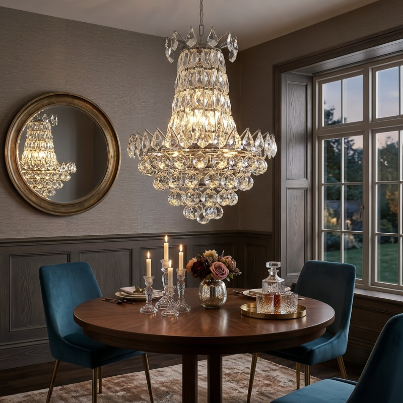 Lustre empire Bernhard, H 21,6 po x l 16,9 po x P 16,9 po, Polished Chrome