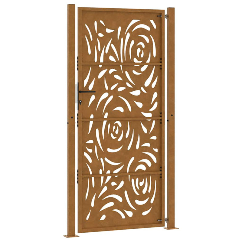  Garden Gate Steel Flame Design, Rusty, 105 x 205 cm