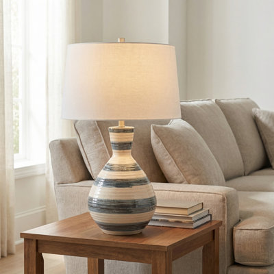 29" Ceramic Table Lamp With White Shade