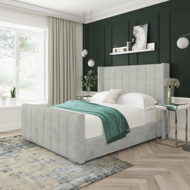 Aspen Marble Upholstered Bed Frame, Silver, Small Single (2'6)