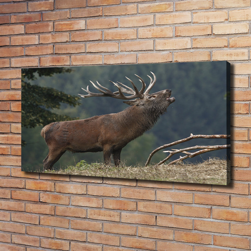 Deer On The Hill - Wrapped Canvas Print