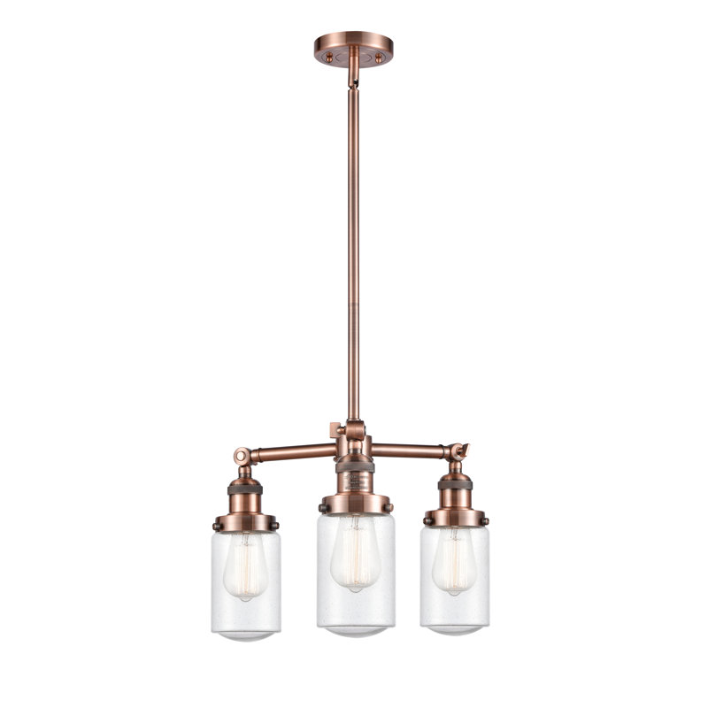 Lustre de globe de style bougie 3 lumières Saroyan, Grainé, Cuivre antique, Ampoule non incluse