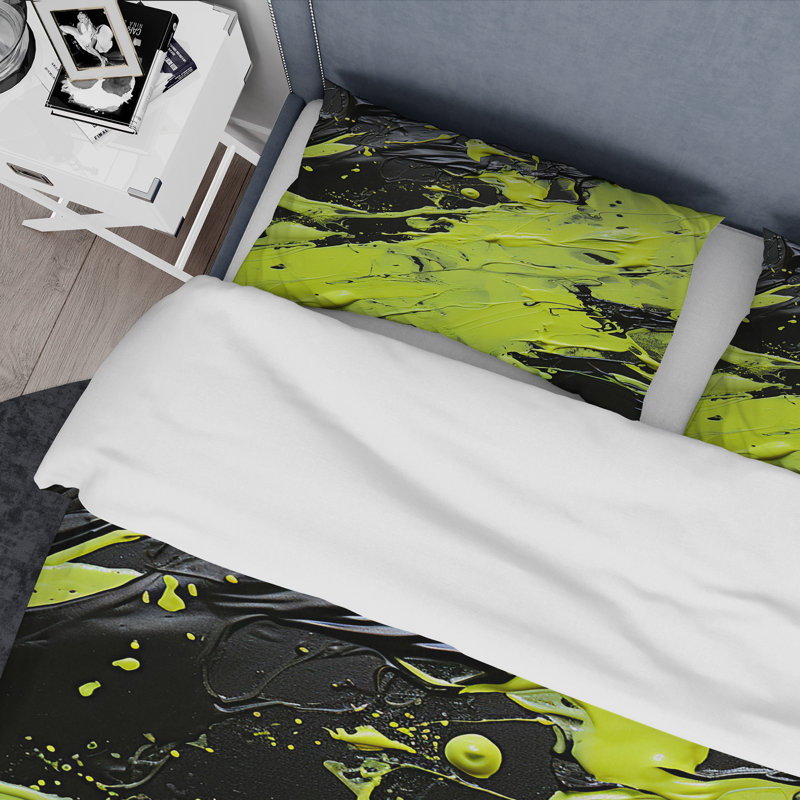 Ensemble de housse de couette Green Spiral Neon Fusion 3 - Abstract Collages
