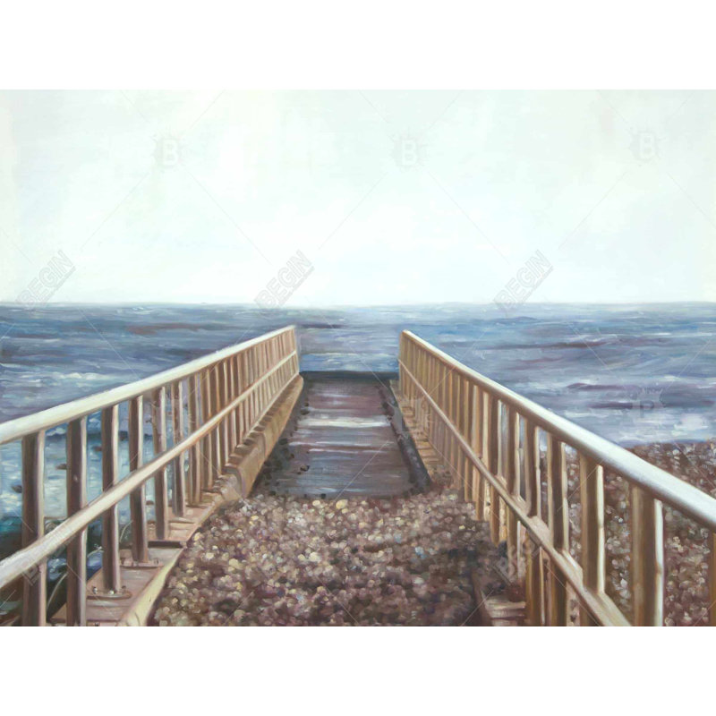 Plage relaxante - Toile encadrée pour chambre bleue