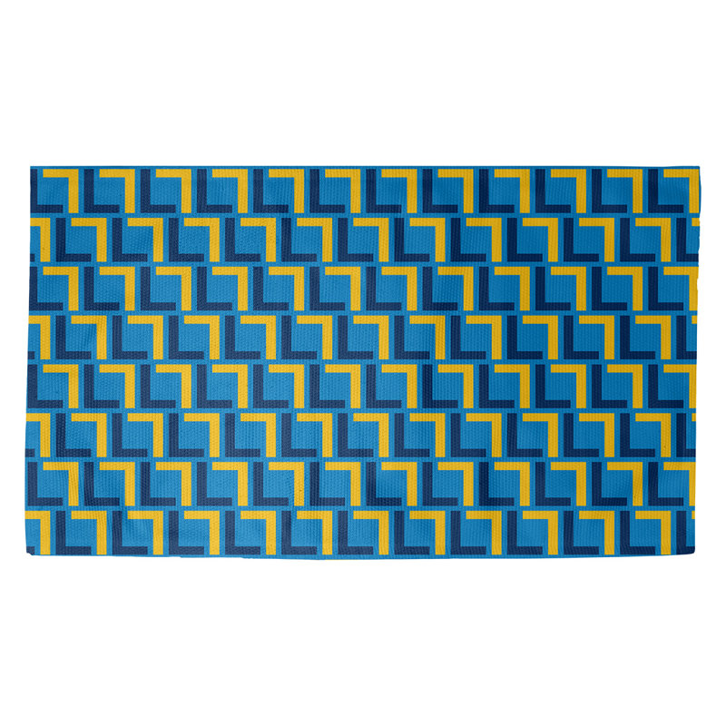 Tapis géométrique bleu / jaune, Rectangle 3 pi x 5 pi