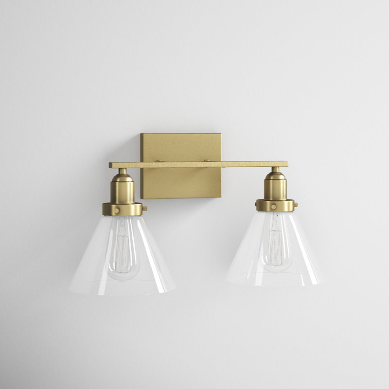 Catalina 2 Light Transparent Dimmable Vanity Light, Warm Brass