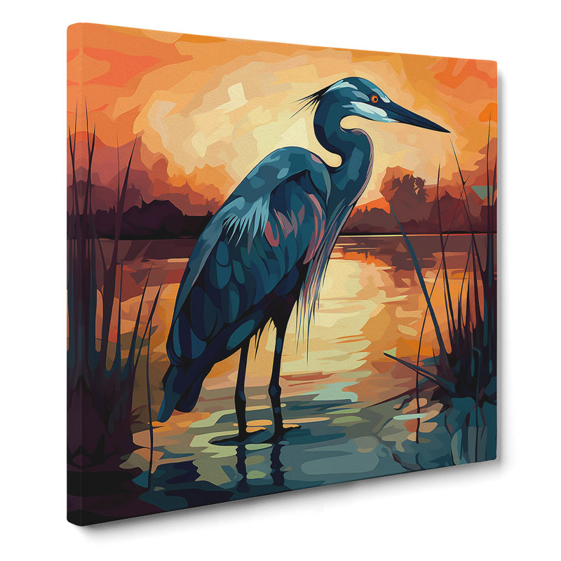 Heron Color Field Painting No.2 - No Frame Print, 35cm H x 35cm W x 3cm D