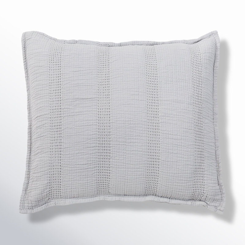 Nantucket Gray/White/Midnight Cotton Piece Euro Sham, Gray, Euro