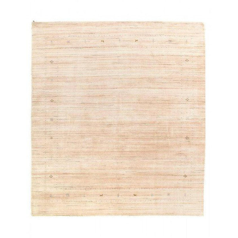 Tapis bleu clair / beige / brun en laine et en coton noué à la main sans motif de 8 pi 5 po x 9 pi 8 po sans motif