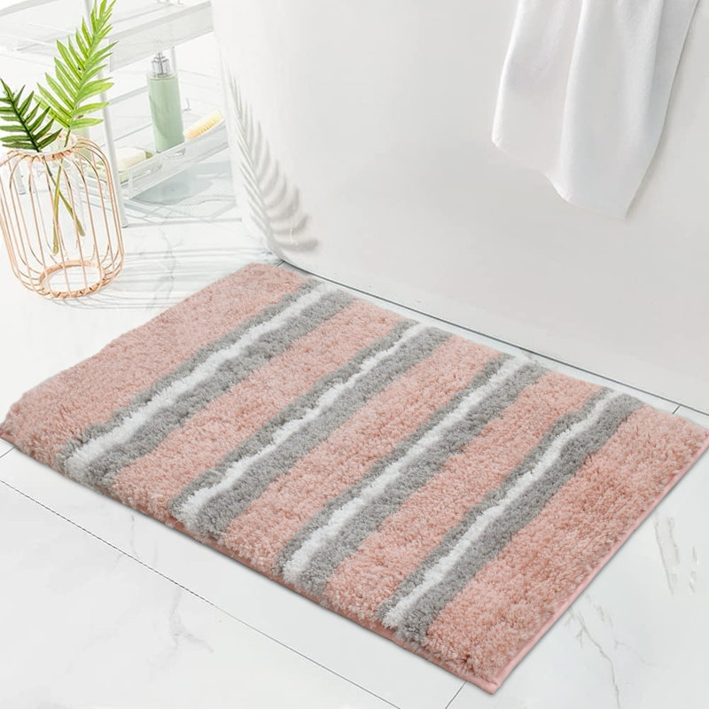 Tapis pour salle de bain Amyr, L 24 po x l 17 po, Rose