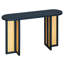 Table d'entrée polyvalente, style, rangement disponible, design Mid-Century, structure en bois massif, console ovale bleu marine, tissage, rangement, plateau de table étroit, bois, décoration de salon,-833518082