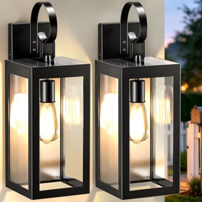 14" Solar Wall Light Outdoor, Dusk to Dawn Solar Porch Light, 2Pack