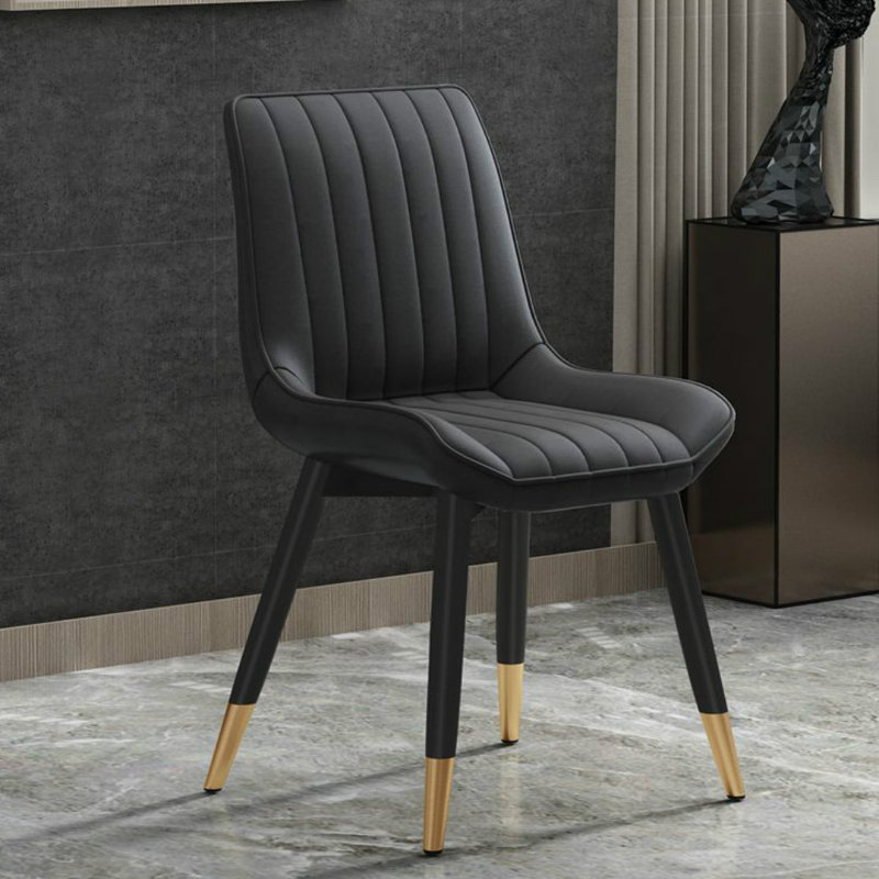 4x Appomattox Upholstered PU Leather Dining Chair, Black