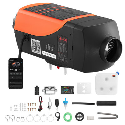 Chauffage diesel 12 V CC, grand réservoir de 10 L (2,6 gal), chauffage à air diesel, pour divers véhicules, chauffage rapide, contrôle par application Bluetooth, télécommande et panneau ACL, compensation automatique d'altitude