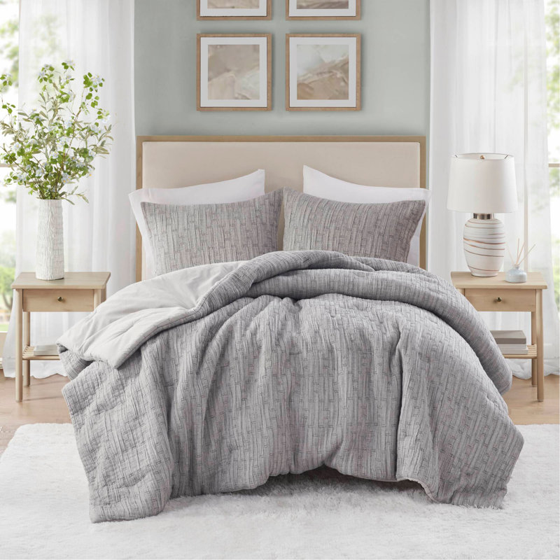 Ensemble d'édredon surdimensionné 3 pièces pour lit double / grand, Gris