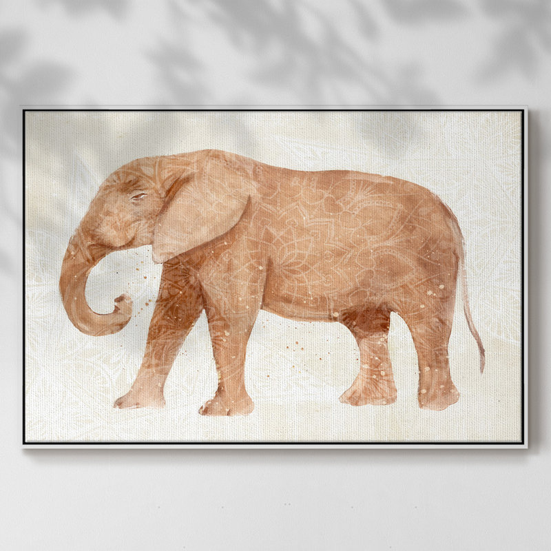 «Elephant Wisdom I», reproduction d'art sur toile, H 25 po x l 37 po x P 2 po, Blanc