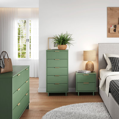 Ensemble de chambre à coucher 3 pièces en bois massif avec commode, commode et table de chevet Granville