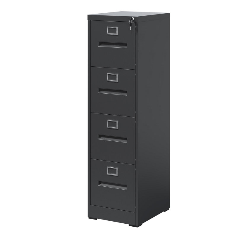 Office Storage Cabinet, Narrow File Cabinet With 4 Drawers, Metal Vertical File Cabinet With Lock For Office Home, Vertical Filing Cabinet For Storage