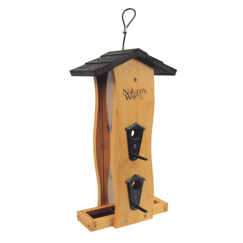 Wood Hanging Hopper Bird Feeder
