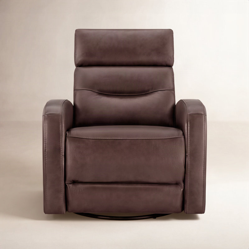 Wyat Sia Geniune Leather Swivel Power Recliner, Impression Cognac Top Grain Leather