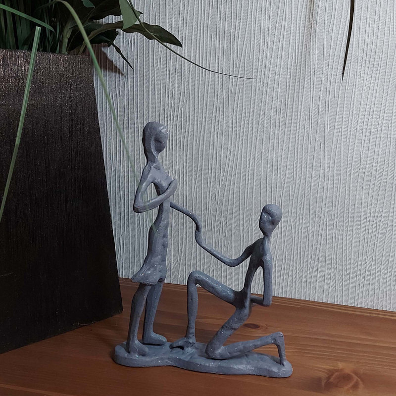 MARRIAGE PROPOSAL Iron Figurine 17cm, Grey Shimmer