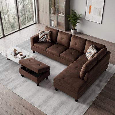 Canapé modulaire rembourré réversible avec repose-pieds