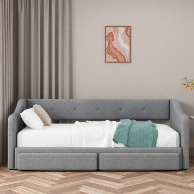 Twin Xl To King Size Upholstered Daybed With Two Drawers