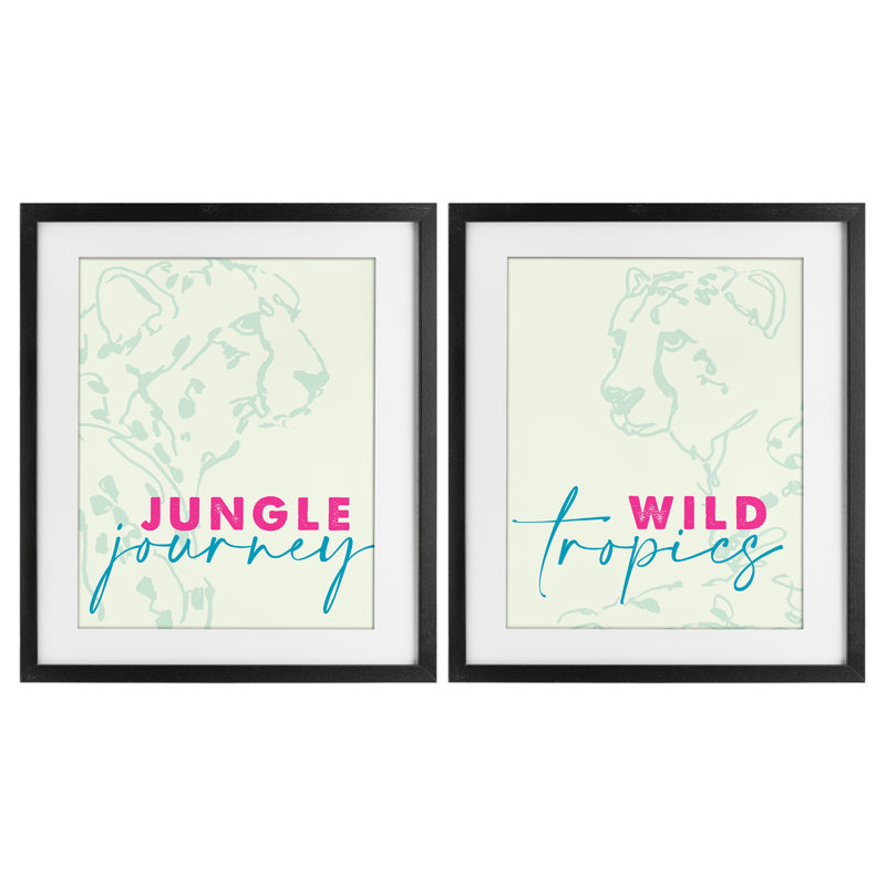 Ensemble de 2 reproductions encadrées de guépards, "Wildlife phrases", par Lanie Loreth, Cadre noir minuit, H 16 po x l 13 po