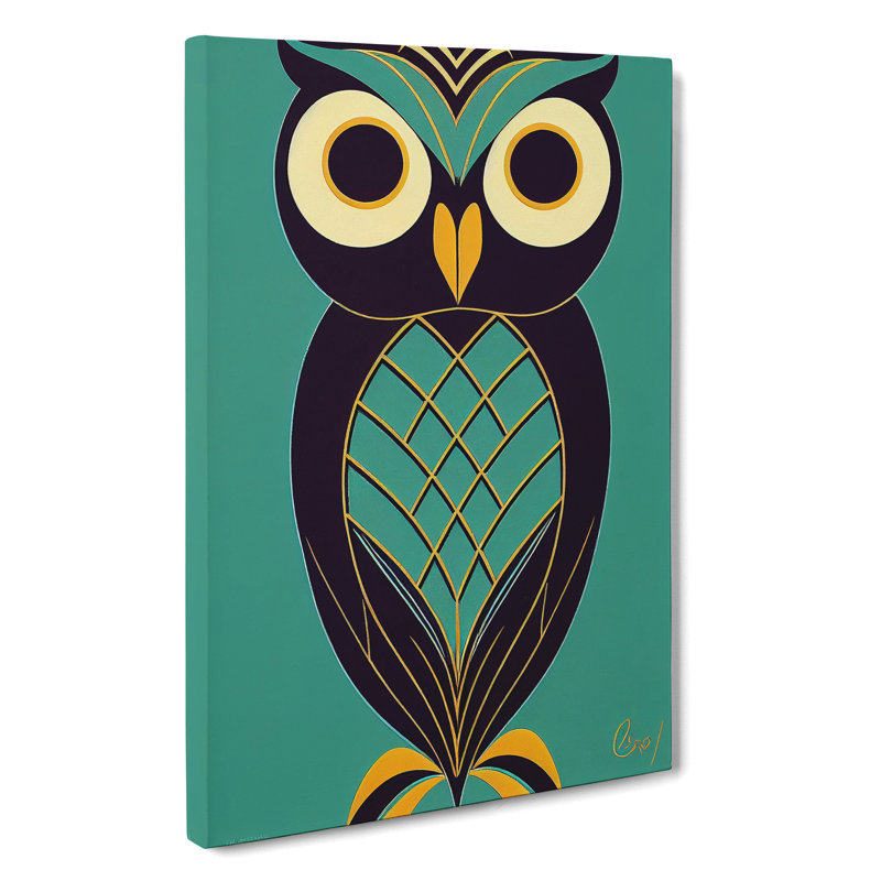 Owl In Technicolour No.2 Abstract - Wrapped Canvas, 76cm H x 50cm W x 3cm D