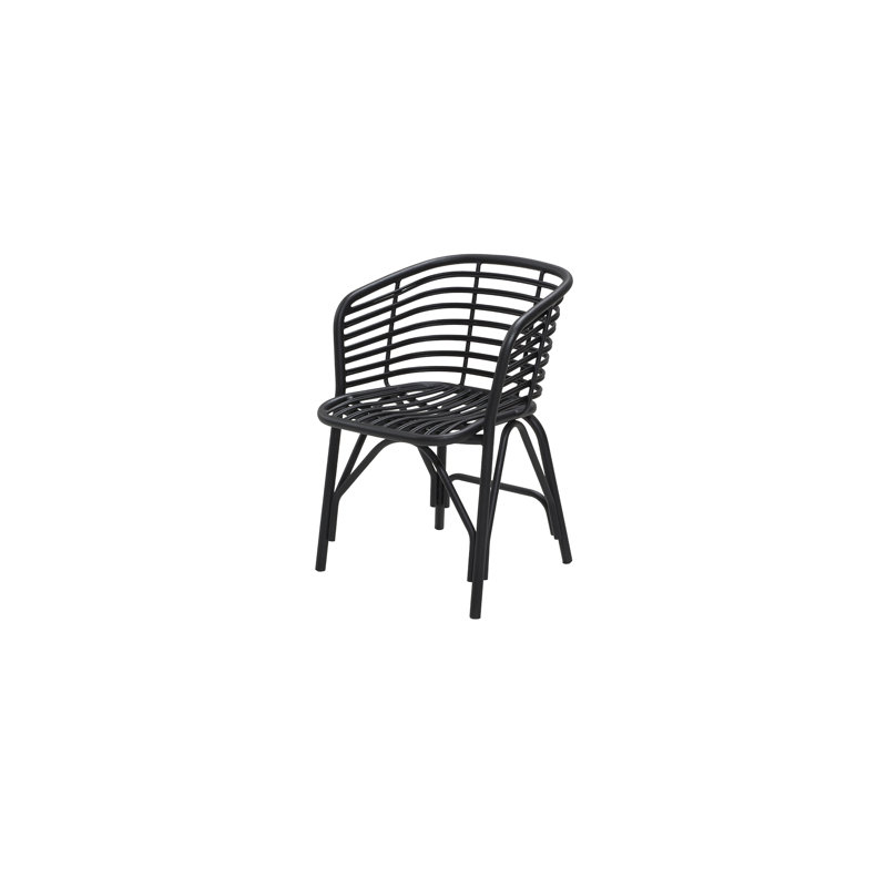 Blend Patio Dining Armchair with Cushion, Black, Light Gray