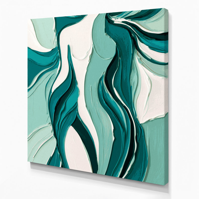 Art mural abstrait sur toile vert figuratif, H 32 po x l 32 po