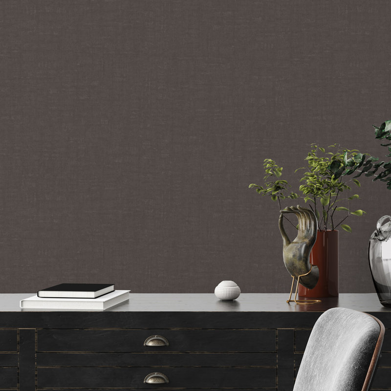 Diez Linen Effect 10.05m x 53cm Textured Matte Wallpaper Roll, Black