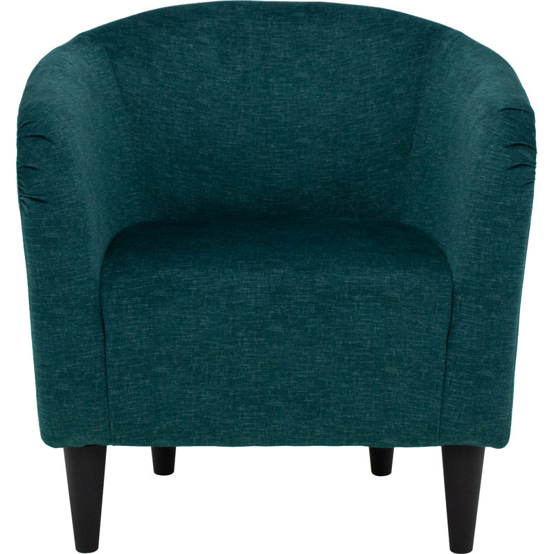 Fauteuil demi-tonneau de 29,50 po de largeur, Velours bleu sarcelle Aston