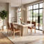 Ensemble de salle à manger extensible à double piétement de 63" à 79" avec rallonge intégrée et chaises tressées-1301854866-1301854867