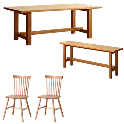 Table de salle à manger en bois massif et bois de cerisier