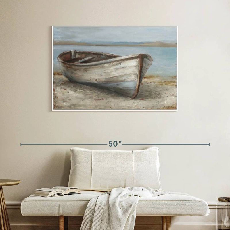 Bateau blanchi à la chaux I, Cadre flottant blanc, 40 po x 27 po
