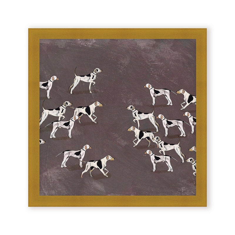 Nature Inspired Modern Ensemble: Sleek Hound Soirée, 36" H x 36" W, Framed Matted Print, Gold