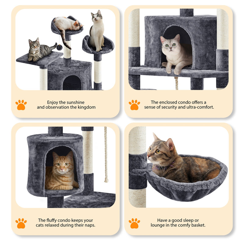 200cm H Cat Tree, Dark Gray