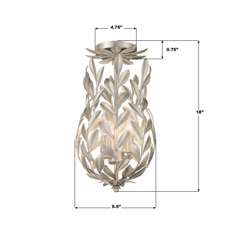 Plafonnier semi-encastré 3 lumières Taliaferro, Argent argent