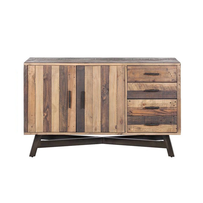 Modern Pine Wood Accent Cabinet Sideboard, 33.46" H x 47.24" W x 17.72" D